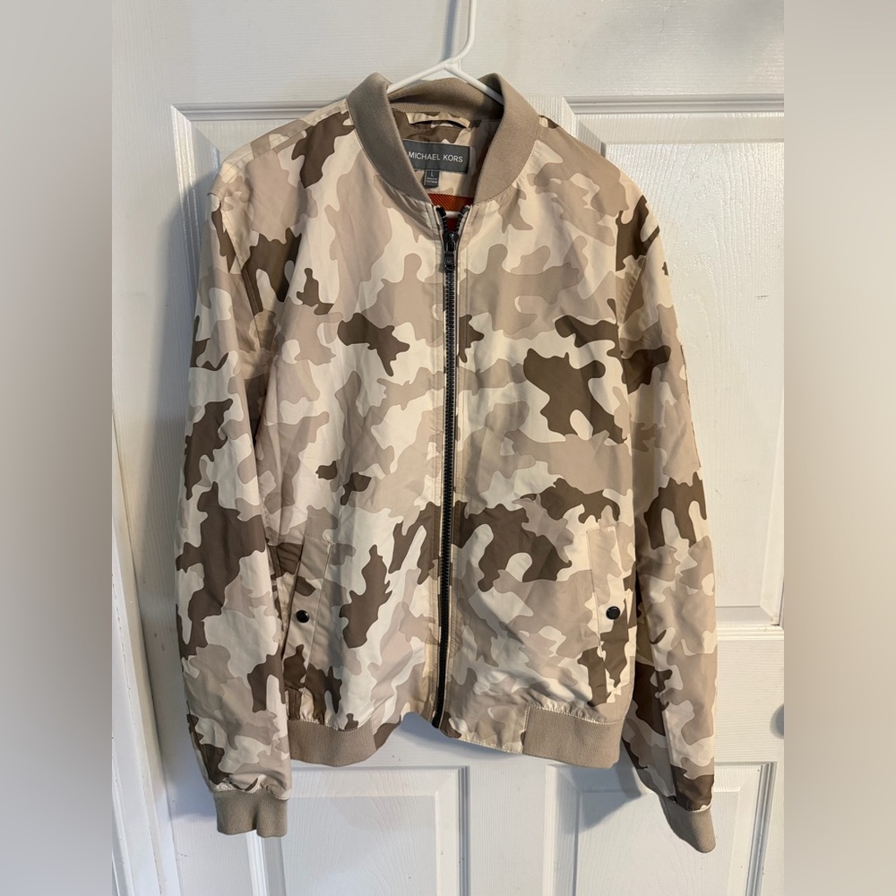 Michael Kors Beige and Tan Bomber Jacket